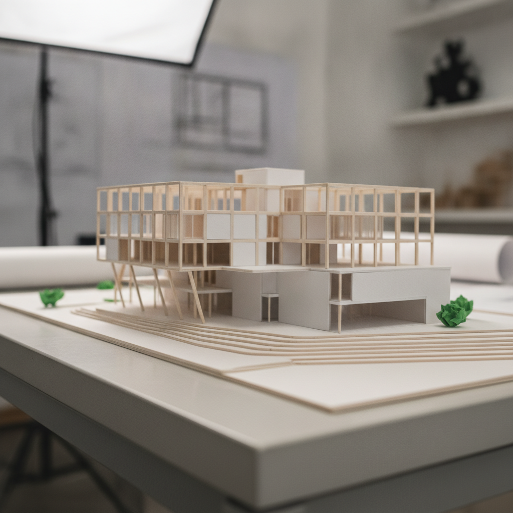 Architekturmodell auf Schreibtisch